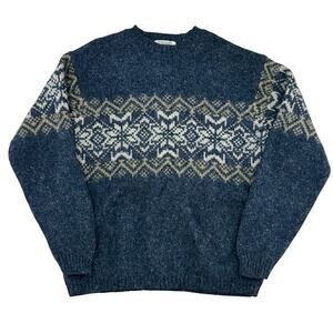Vintage‎ Lambswool Sweater Nordic Fair Isle Knit Alpine Scandinavia Snow Large